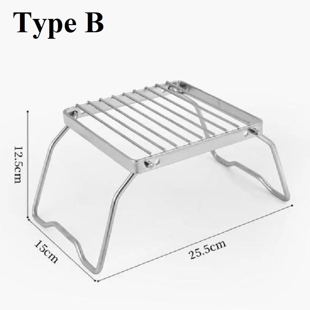 Outdoor Camping Wood Burning Stove with Grill Plate Portable Folding Stainless Steel Backpacking Barbeque Cooking Stove - Buy Gifts 4 You by NX3