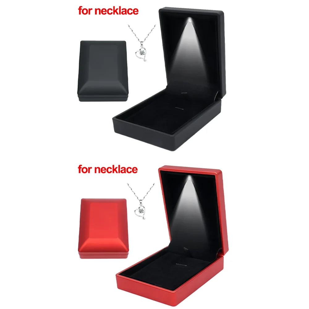 LED Light Jewelry Box For Ring Necklace Luxury Velvet Storage Cases - Buy Gifts 4 You by NX3