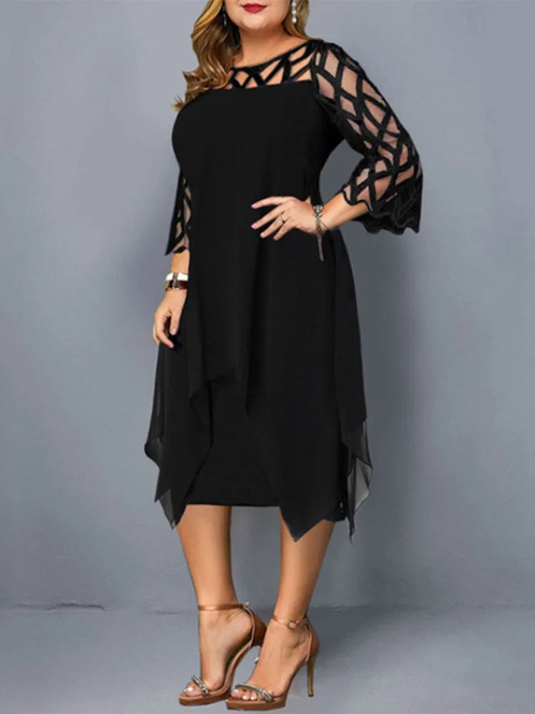 Elegant Midi Party Dress Lace Sleeve Dress - Buy Gifts 4 You by NX3