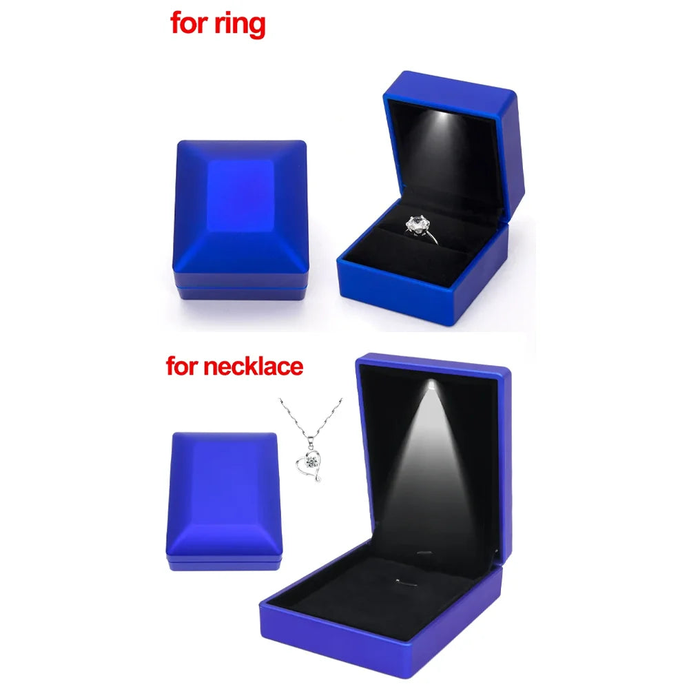 LED Light Jewelry Box For Ring Necklace Luxury Velvet Storage Cases - Buy Gifts 4 You by NX3