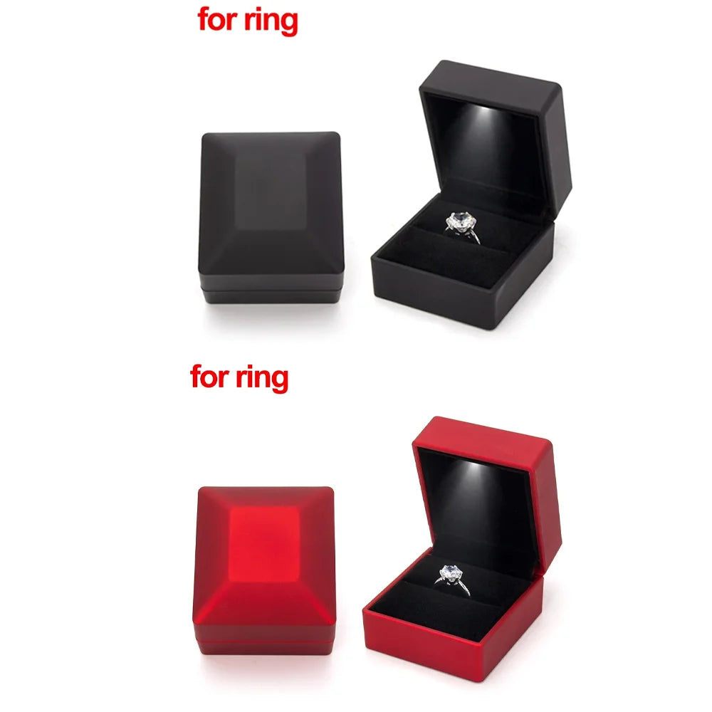 LED Light Jewelry Box For Ring Necklace Luxury Velvet Storage Cases - Buy Gifts 4 You by NX3