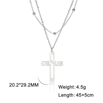 My Shape Jesus Cross Necklaces for Women Men Stainless Steel Pendant Necklace Choker Religious Christian Jewelry Christmas Gift - Buy Gifts 4 You by NX3