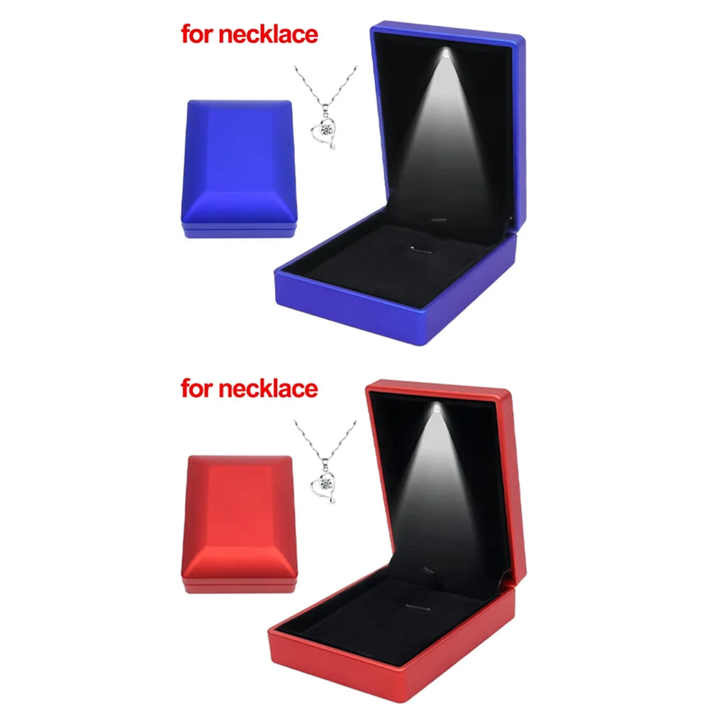 LED Light Jewelry Box For Ring Necklace Luxury Velvet Storage Cases - Buy Gifts 4 You by NX3