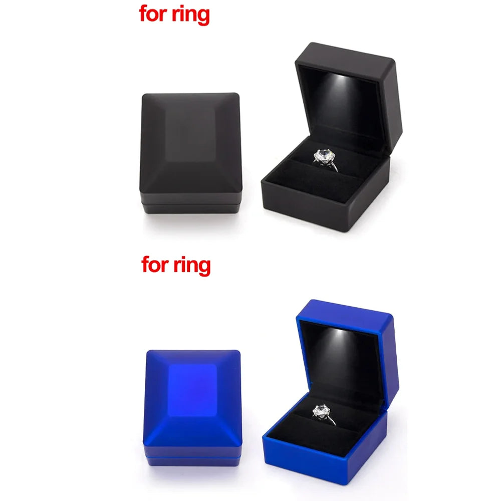 LED Light Jewelry Box For Ring Necklace Luxury Velvet Storage Cases - Buy Gifts 4 You by NX3