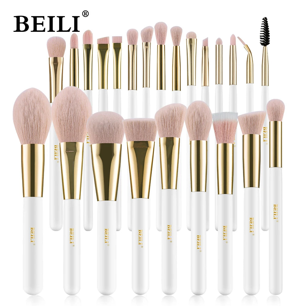 BEILI White Gold Makeup Brushes Professional Foundation Eyeshadow Powder High Quality Pink Synthetic Brush Set кисти для макияжа - Buy Gifts 4 You by NX3