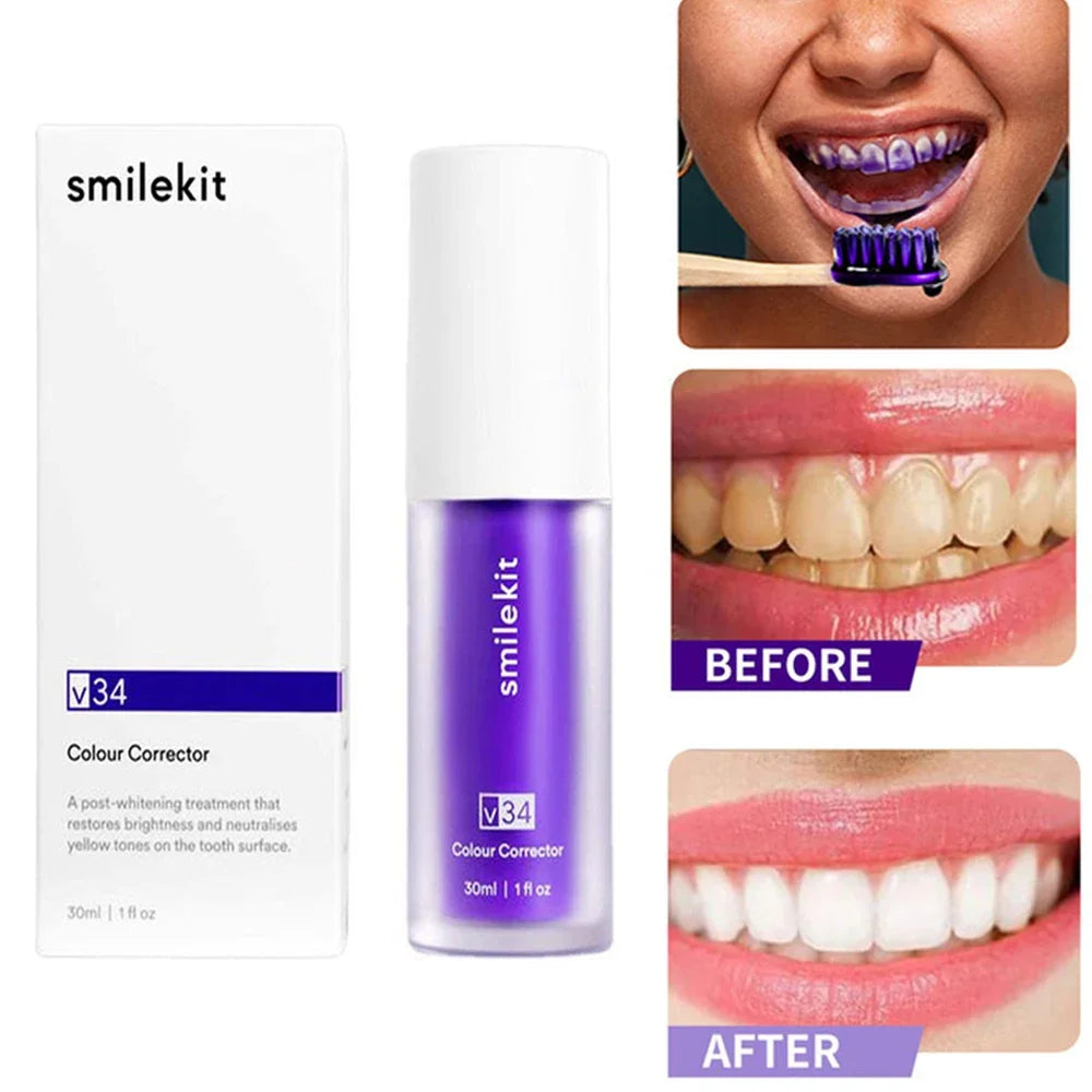 SMILEKIT Purple Whitening Toothpaste Remove Stains Reduce Yellowing Teeth Brightening - Buy Gifts 4 You by NX3