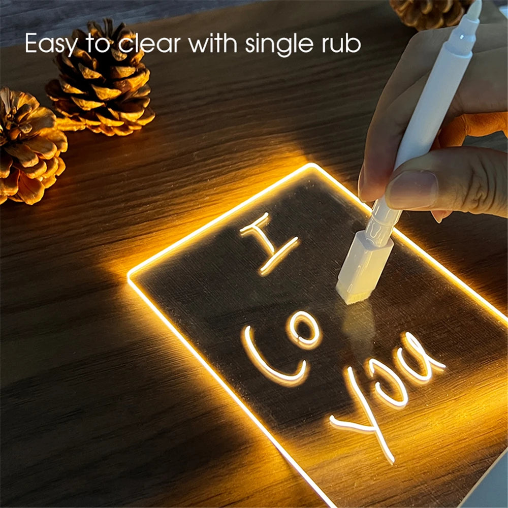 Transparent Luminous LED Night Lights USB Luminous Acrylic Night Light Erasable Write Message Board Calendar Desktop Ornaments - Buy Gifts 4 You by NX3