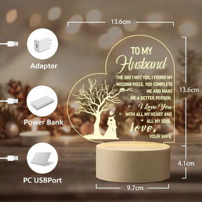 Heart Shaped 3D Acrylic "To My Husband" - Buy Gifts 4 You by NX3