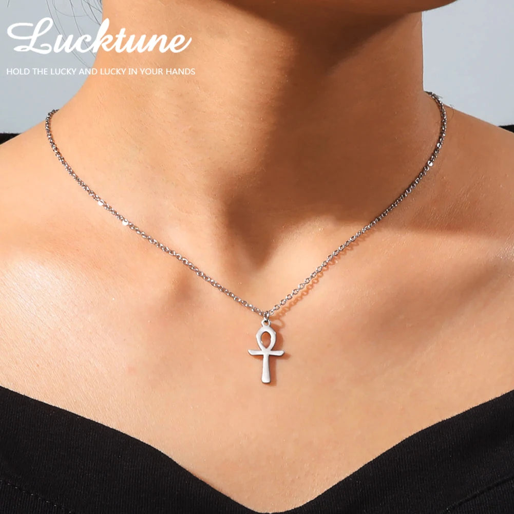 Lucktune Ankh Cross Egyptian Amulet Necklace Stainless Steel Key of Life Symbol Crucifix Pendant Necklace Women Religion Jewelry - Buy Gifts 4 You by NX3