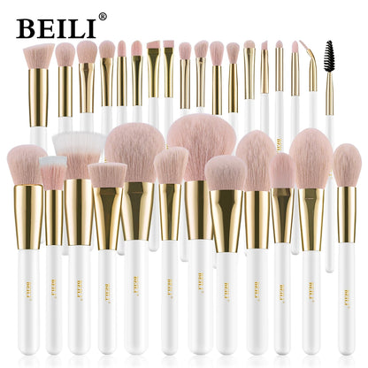 BEILI White Gold Makeup Brushes Professional Foundation Eyeshadow Powder High Quality Pink Synthetic Brush Set кисти для макияжа - Buy Gifts 4 You by NX3