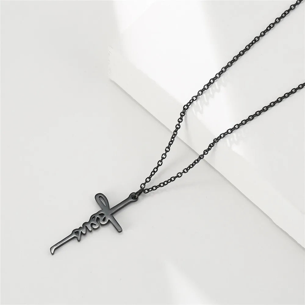 Skyrim Jesus Cross Pendant Necklace for Women Men Stainless Steel Neck Chains Religious Christian Savior Faith Jewelry Gifts - Buy Gifts 4 You by NX3