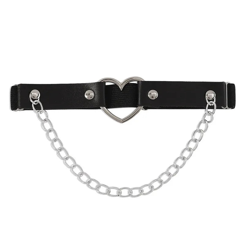 Garter Belt Leg Chain Leather Elastic For Goth Heart - Buy Gifts 4 You by NX3