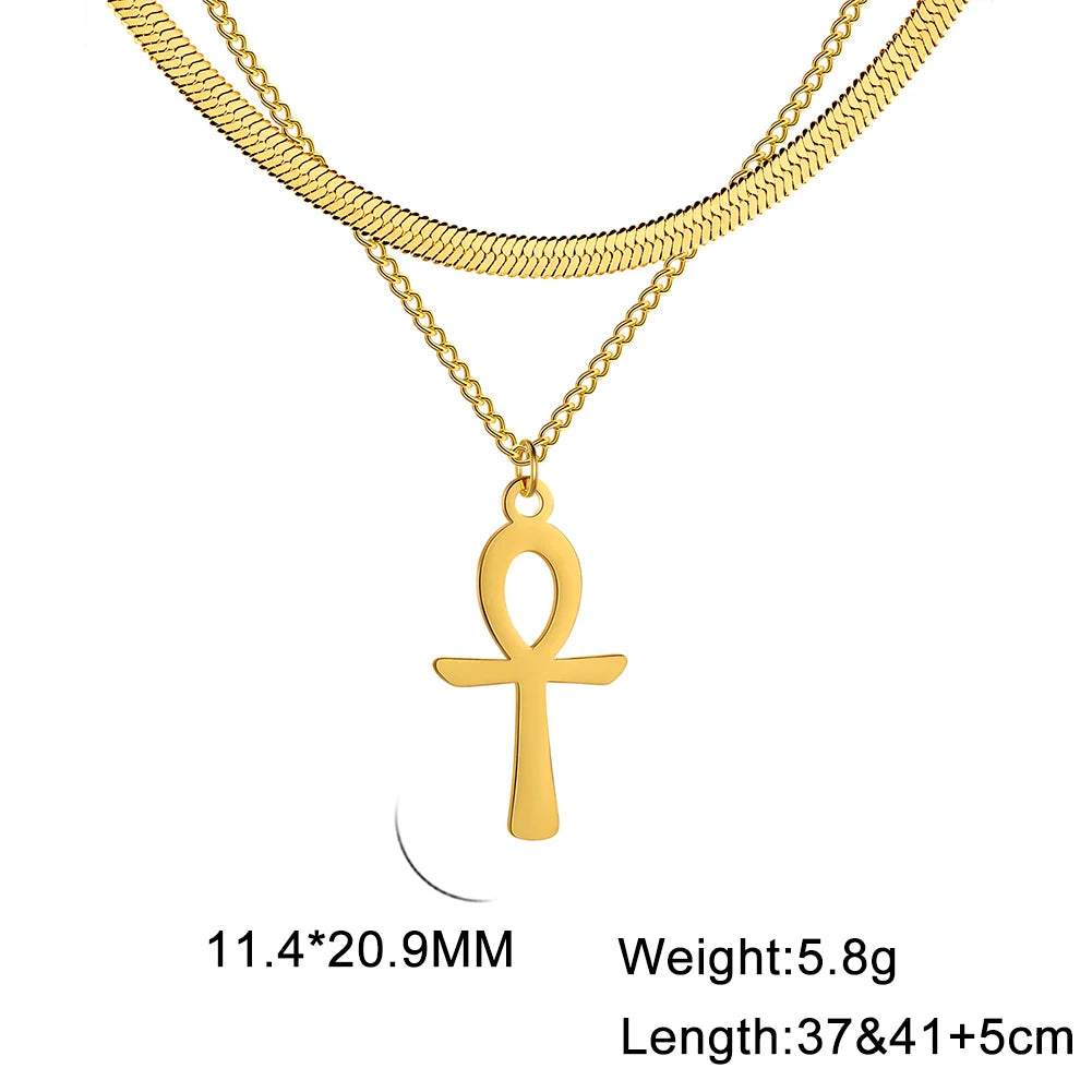 Lucktune Ankh Cross Egyptian Amulet Necklace Stainless Steel Key of Life Symbol Crucifix Pendant Necklace Women Religion Jewelry - Buy Gifts 4 You by NX3