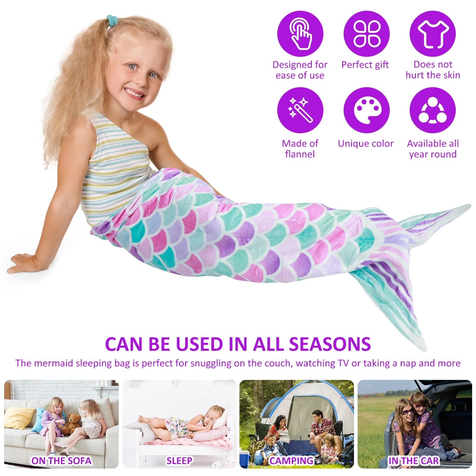 Mermaid Tail Blanket for Kids - Buy Gifts 4 You by NX3