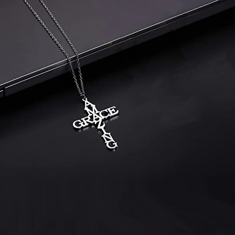 God Is Good, Faith, OR Fmazing Grace Cross Shape Pendant Necklaces - Buy Gifts 4 You by NX3