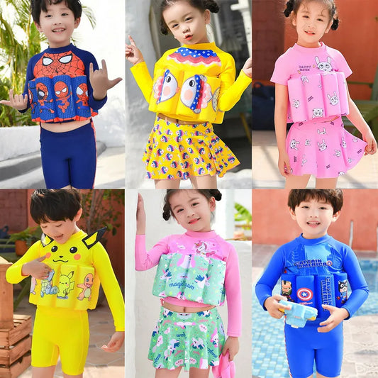 Split Swimsuit Boys and Girls Cartoon Buoyancy Swimsuit Swimsuit Children Girl Summer Vacation Beachwear Traje De Baño Dividido